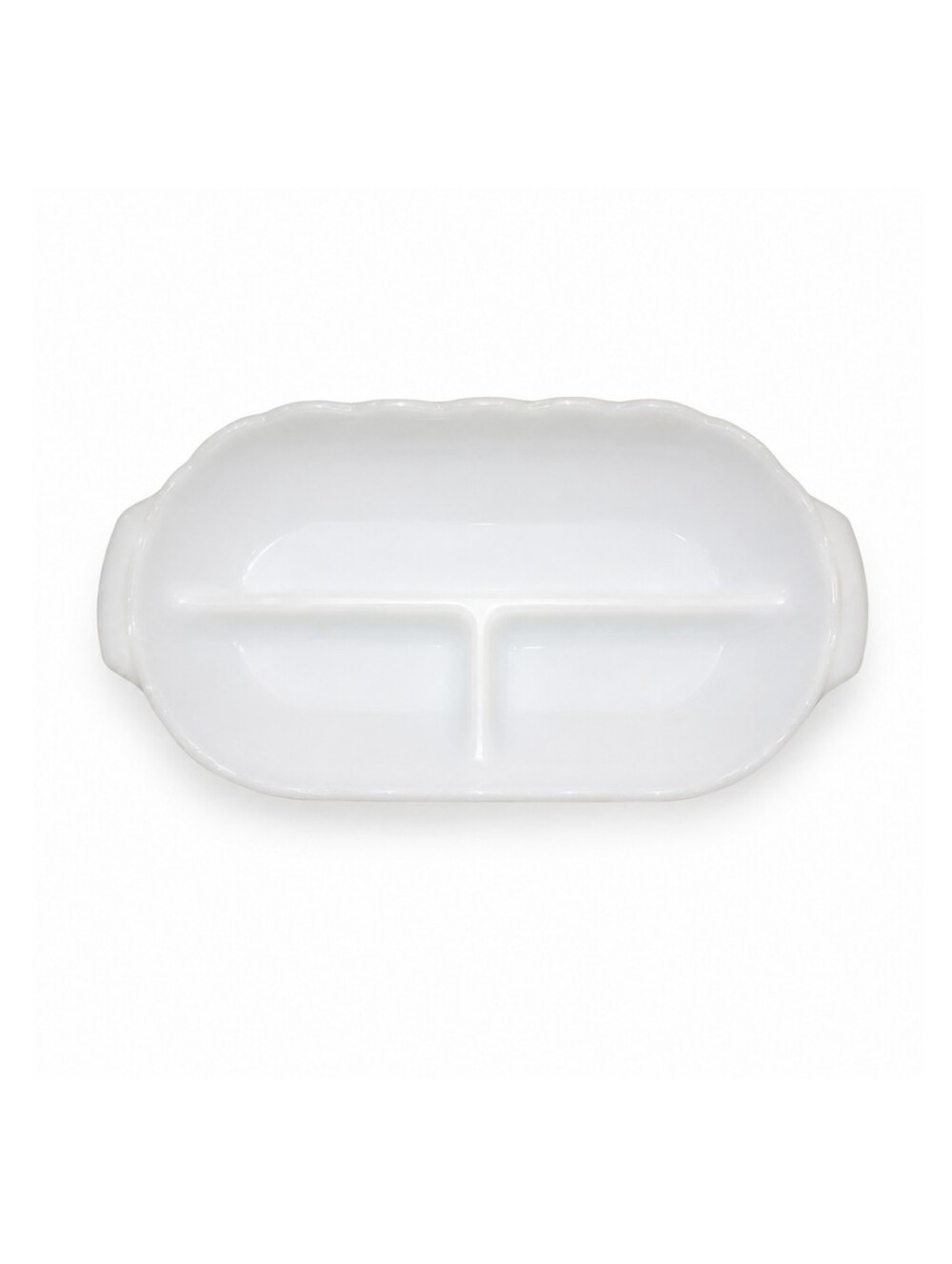 Vintage Milk Glass Divided Relish Tray Platter 3 Part Basketweave MCM 12.5 x 6.5